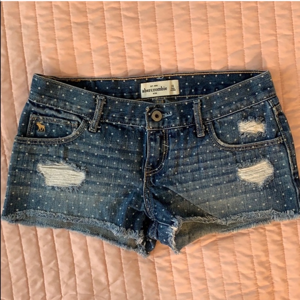 Kids Denim Shorts with Polka Dots